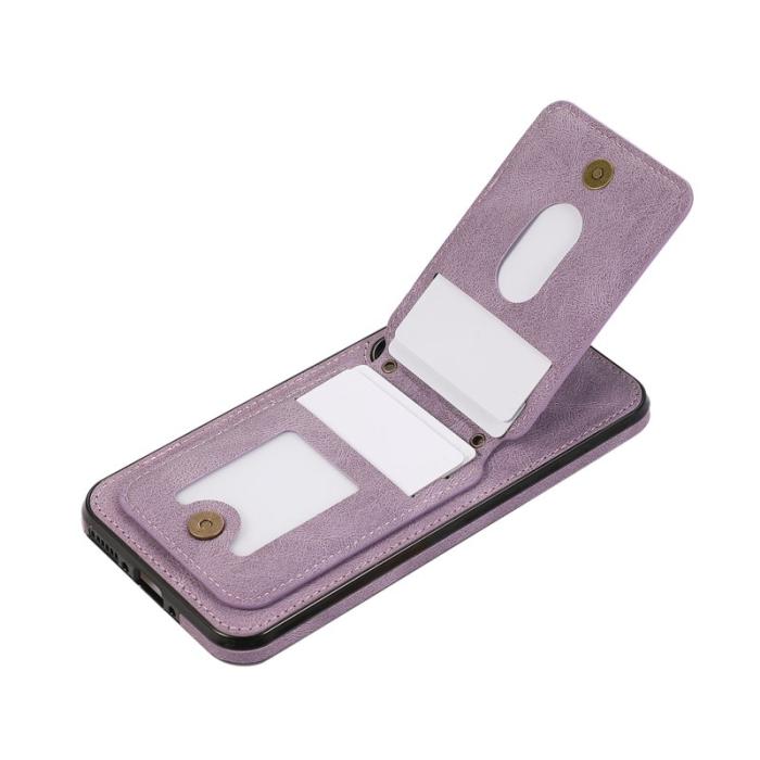 OEM - Mobilfodral för Samsung Galaxy S26 Äkta läder + TPU Kickstand - Lila