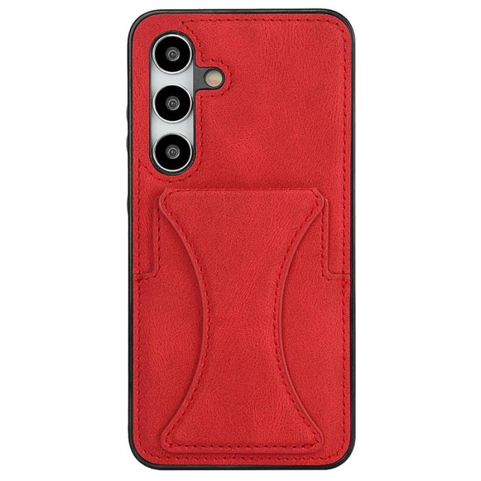 OEM - Mobilfodral för Samsung Galaxy S26 Äkta läder + TPU Kickstand - Röd