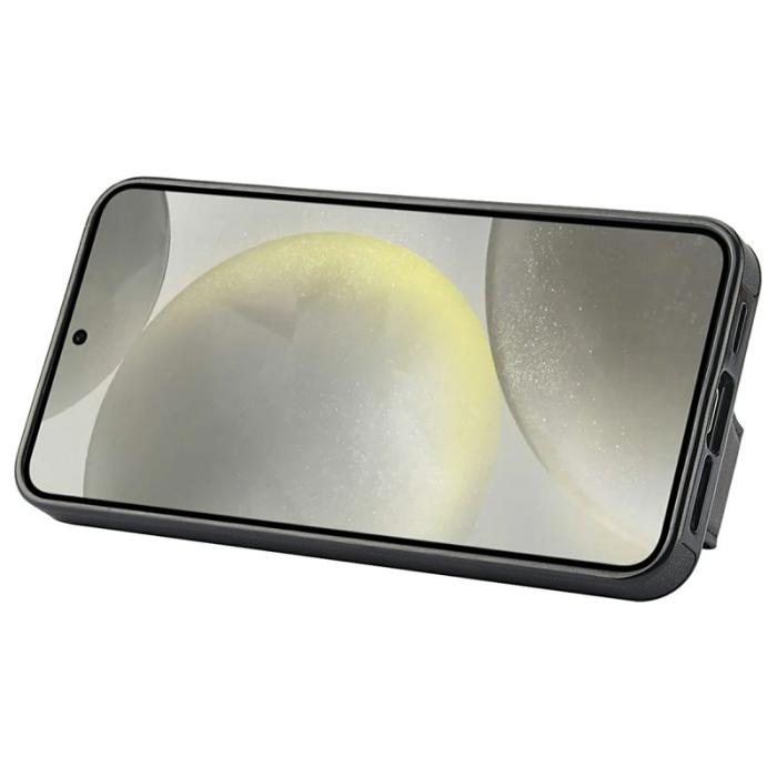 OEM - Mobilfodral för Samsung Galaxy S26 Äkta läder + TPU Kickstand - Svart