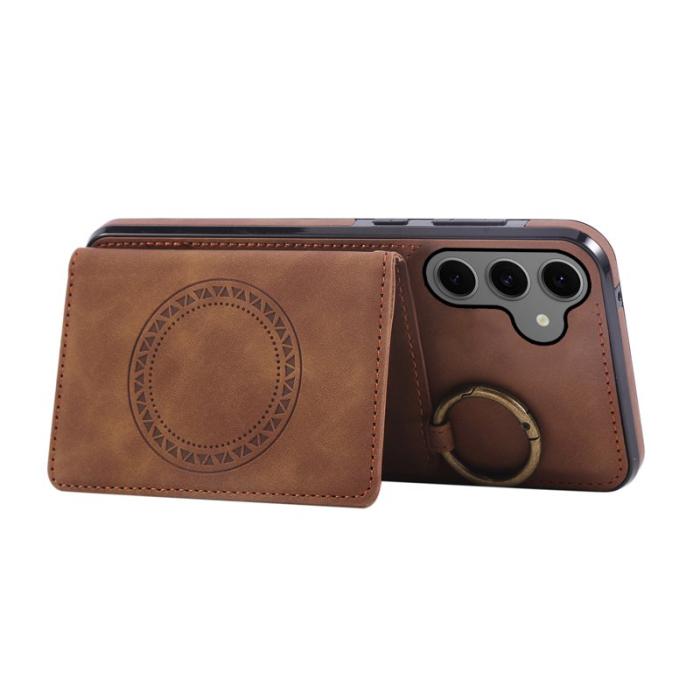 OEM - Mobilfodral för Samsung Galaxy S26 Äkta läder + TPU med Kickstand - Brun