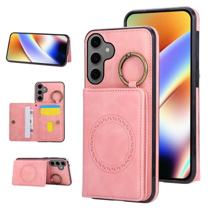 OEM - Mobilfodral för Samsung Galaxy S26 Äkta läder + TPU med Kickstand - Roséguld