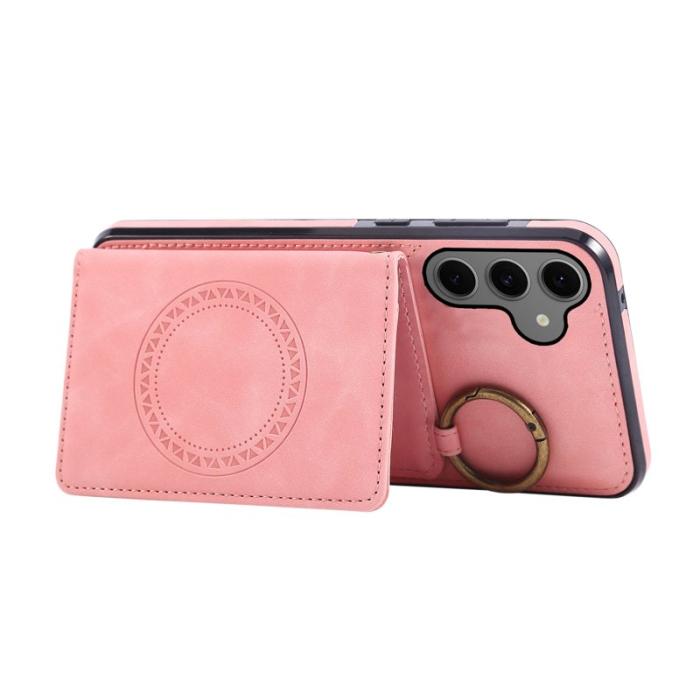 OEM - Mobilfodral för Samsung Galaxy S26 Äkta läder + TPU med Kickstand - Roséguld