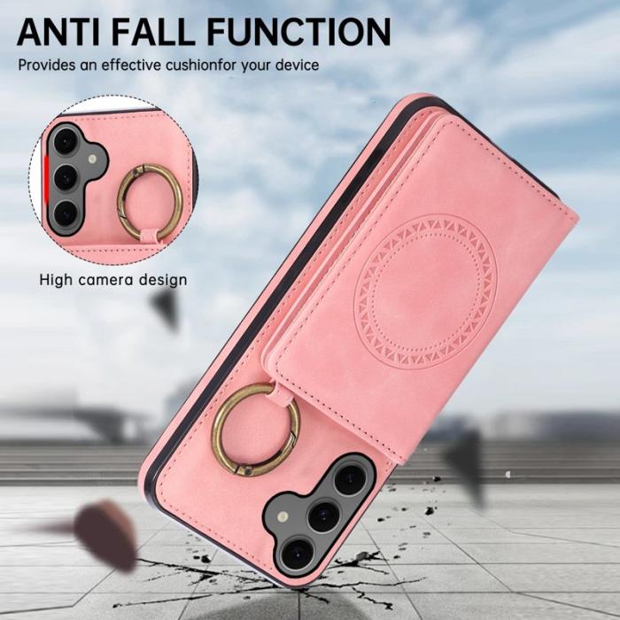 OEM - Mobilfodral för Samsung Galaxy S26 Äkta läder + TPU med Kickstand - Roséguld
