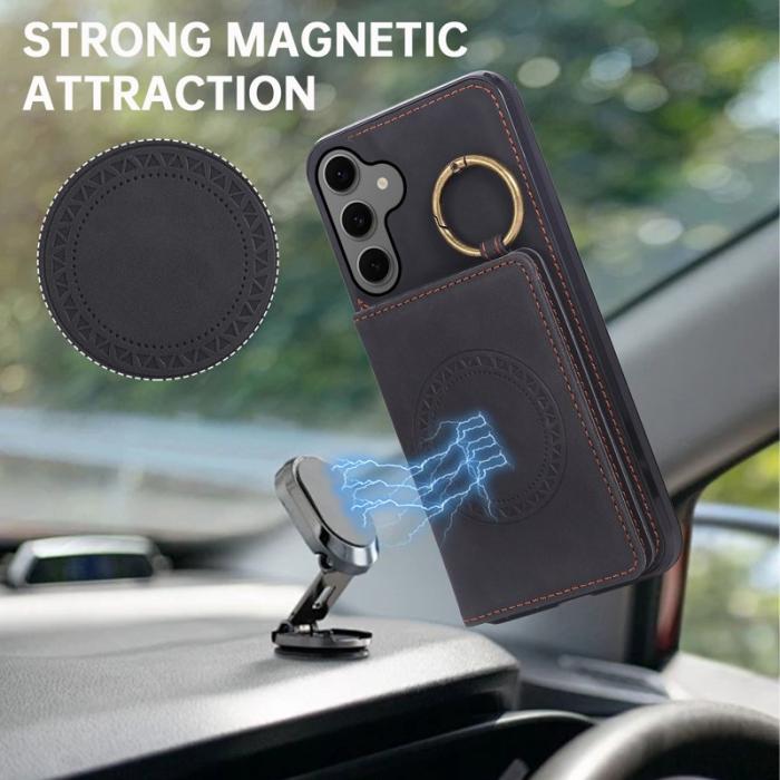 OEM - Mobilfodral för Samsung Galaxy S26 Äkta läder + TPU med Kickstand - Svart