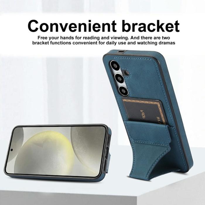 OEM - Mobilfodral för Samsung Galaxy S26 Äkta läder + TPU med kortfack - Blå