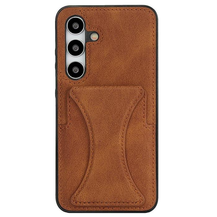 OEM - Mobilfodral för Samsung Galaxy S26 Äkta läder + TPU med kortfack - Brun