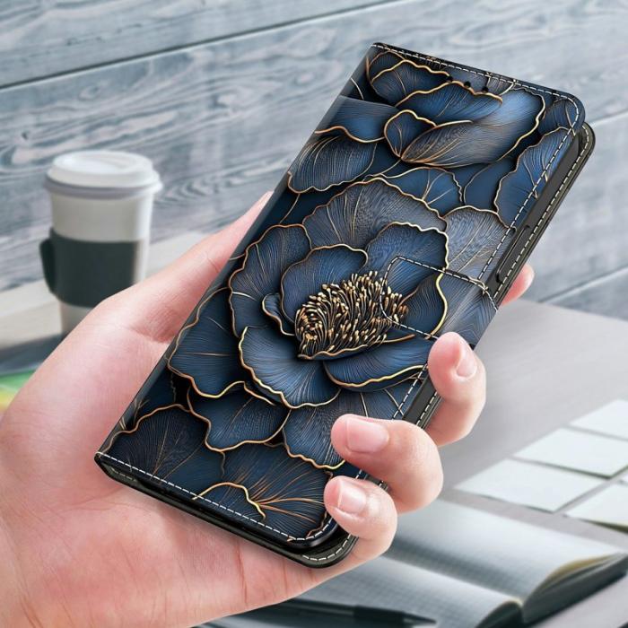 OEM - Plånboksfodral för Samsung Galaxy S26 Fällbart Ställ - Blå Guld Pion