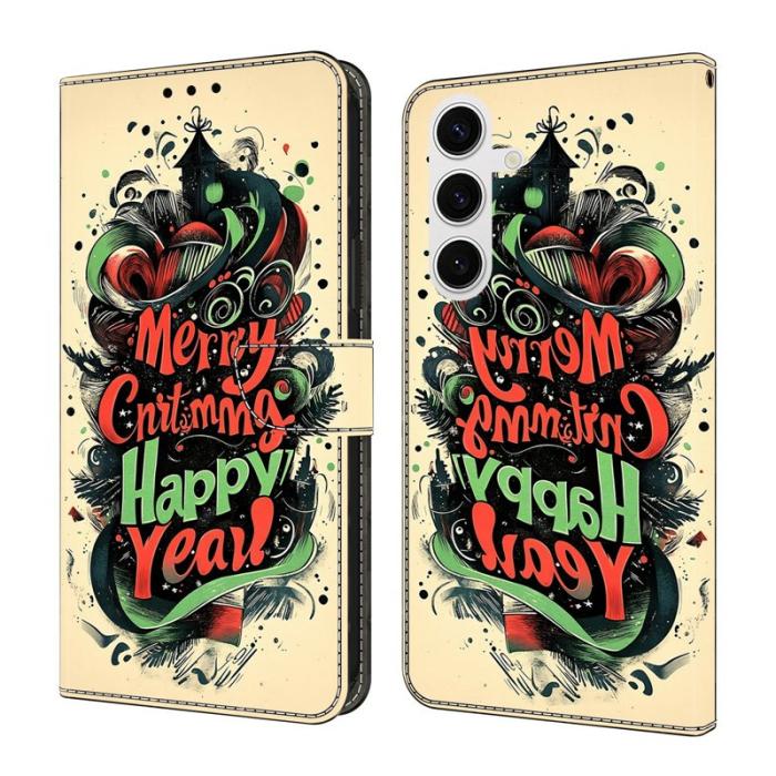 OEM - Plånboksfodral för Samsung Galaxy S26 Fällbart Ställ - Julgraffiti - Svart