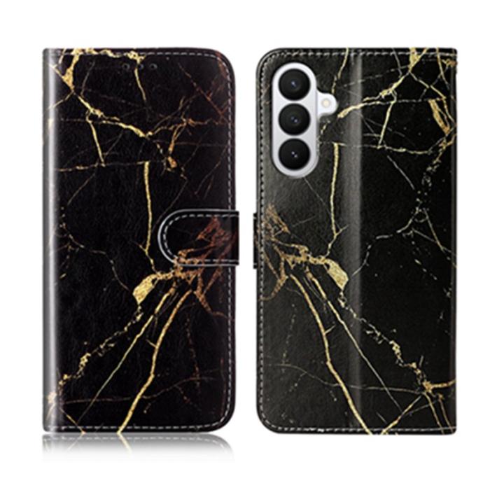 OEM - Plånboksfodral för Samsung Galaxy S26 Flip Konstläder - Svart Guld Marmor