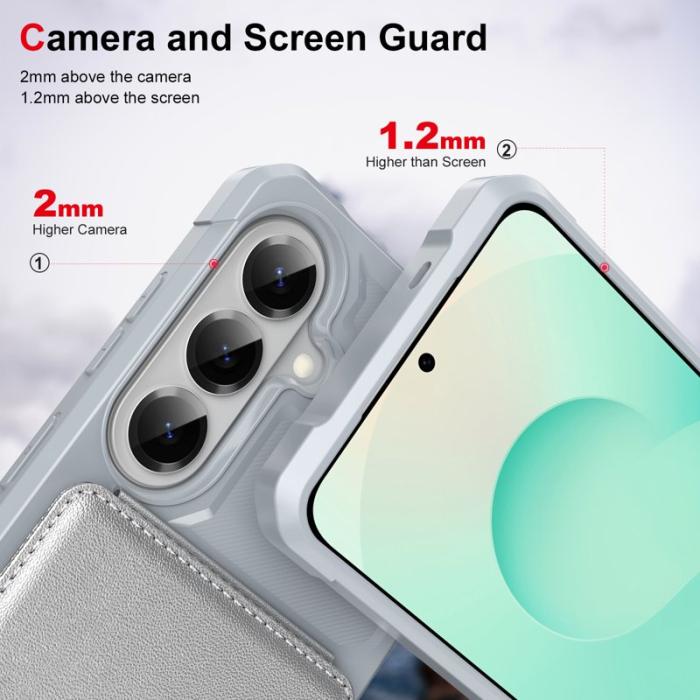 OEM - Mobilfodral för Samsung Galaxy S26 Kickstand Kortfack Konstläder - Silver