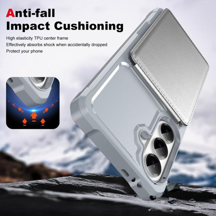 OEM - Mobilfodral för Samsung Galaxy S26 Kickstand Kortfack Konstläder - Silver