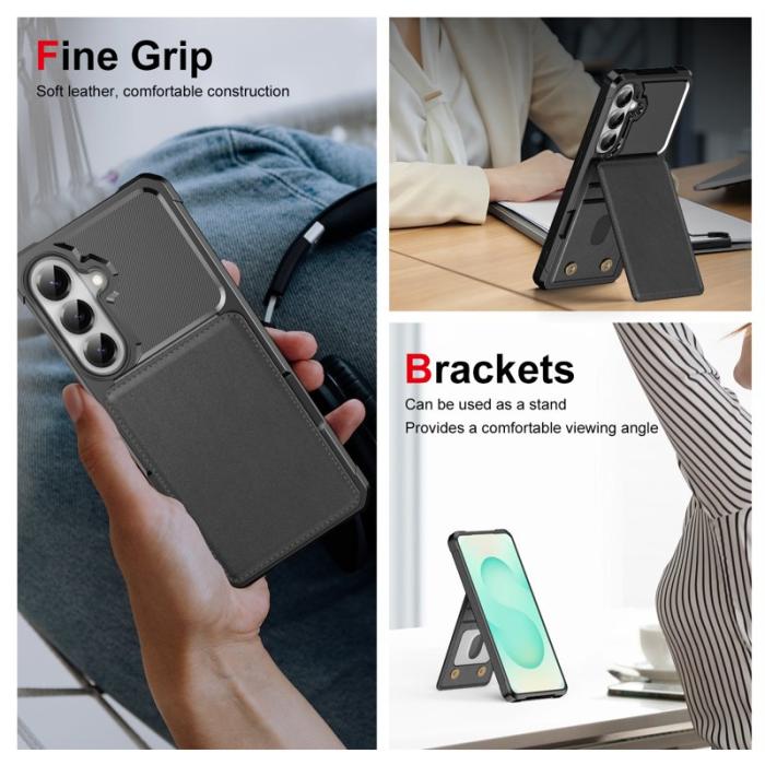 OEM - Mobilfodral för Samsung Galaxy S26 Kickstand Kortfack Konstläder - Svart