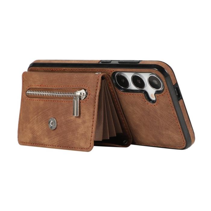 OEM - Mobilfodral för Samsung Galaxy S26 Kickstand Kortfack PU läder - Brun
