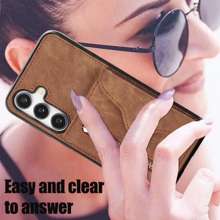 OEM - Mobilfodral för Samsung Galaxy S26 Kickstand Kortfack PU läder - Brun