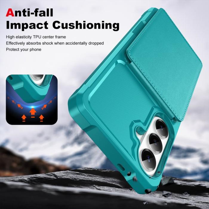 OEM - Mobilfodral för Samsung Galaxy S26 Kickstand Kortfack PU läder - Grön