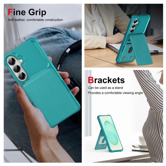 OEM - Mobilfodral för Samsung Galaxy S26 Kickstand Kortfack PU läder - Grön