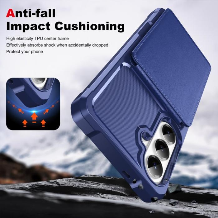 OEM - Mobilfodral för Samsung Galaxy S26 Kickstand Kortfack PU läder - Mörkblå