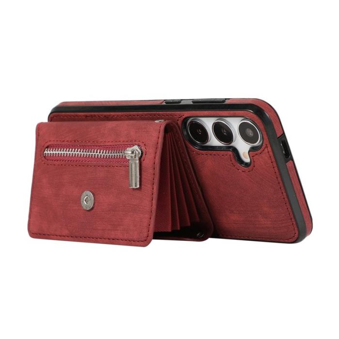 OEM - Mobilfodral för Samsung Galaxy S26 Kickstand Kortfack PU läder - Röd
