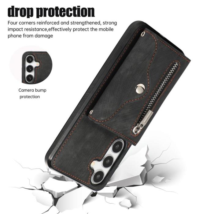 OEM - Mobilfodral för Samsung Galaxy S26 Kickstand Kortfack PU + PC - Svart