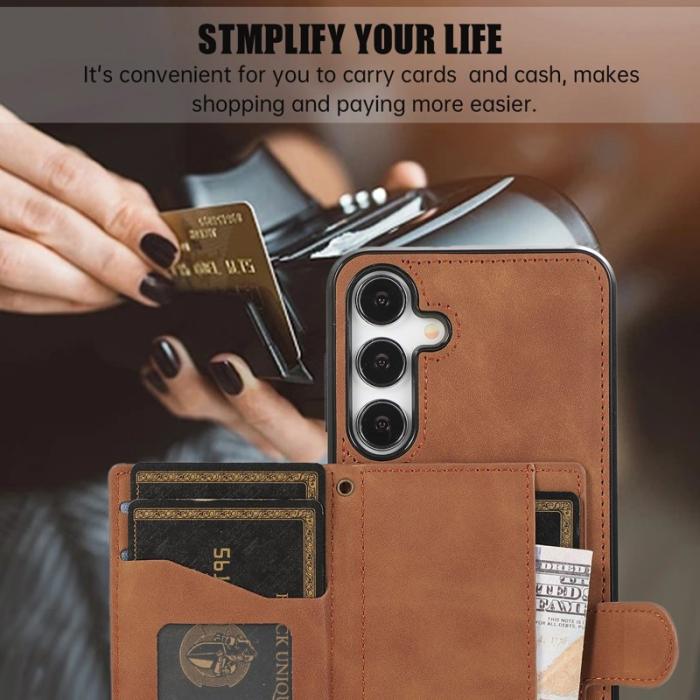 OEM - Mobilfodral för Samsung Galaxy S26 Kickstand TPU + Konstläder - Brun