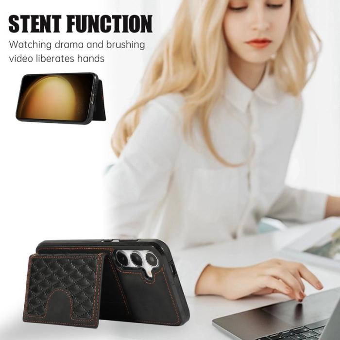 OEM - Mobilfodral för Samsung Galaxy S26 Kickstand TPU + Konstläder - Svart