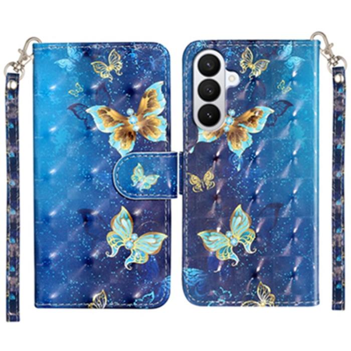 OEM - Plånboksfodral för Samsung Galaxy S26 Konstläder 3D-mönster - Blå