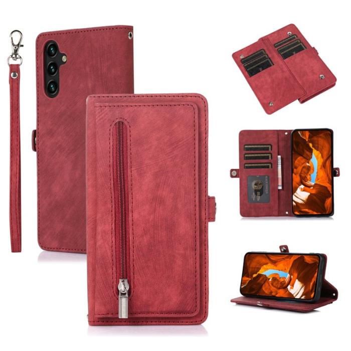 OEM - Mobilfodral för Samsung Galaxy S26 Konstläder 9 kortfack - Röd