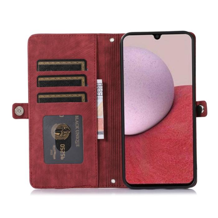 OEM - Mobilfodral för Samsung Galaxy S26 Konstläder 9 kortfack - Röd