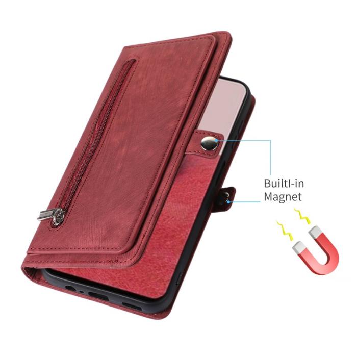 OEM - Mobilfodral för Samsung Galaxy S26 Konstläder 9 kortfack - Röd