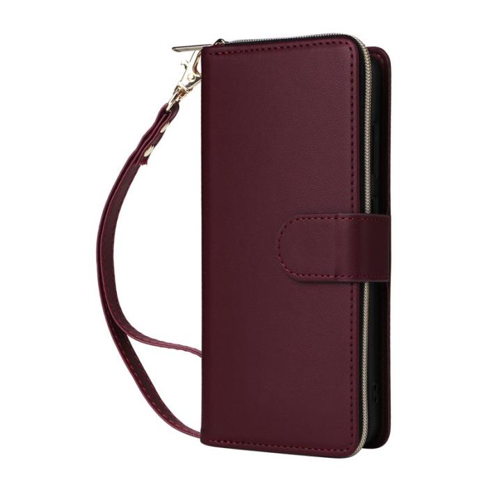 OEM - Mobilfodral för Samsung Galaxy S26 Konstläder 9 Kortfack - Vinröd