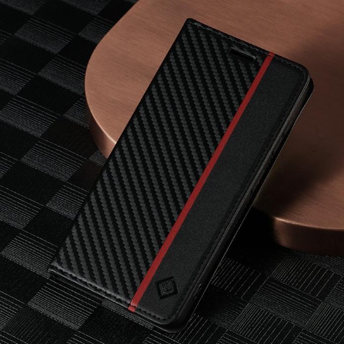 LC.imeeke - LC.IMEEKE Plånboksfodral för Samsung Galaxy S26 Konstläder Kolfiber - Svart