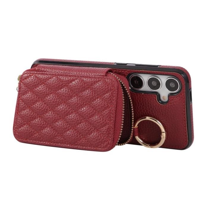 OEM - Mobilfodral för Samsung Galaxy S26 Konstläder Kortfack - Röd