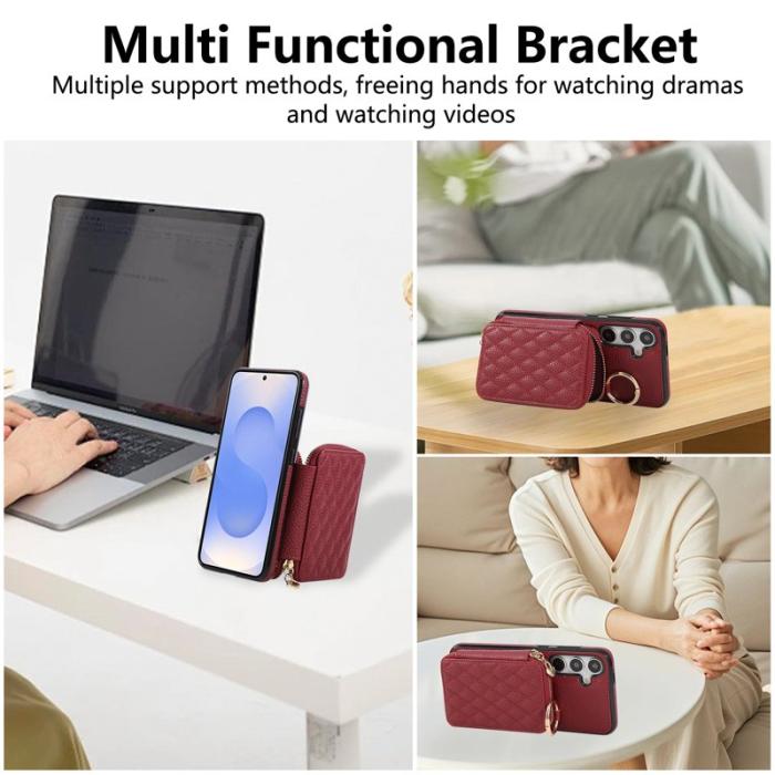 OEM - Mobilfodral för Samsung Galaxy S26 Konstläder Kortfack - Röd