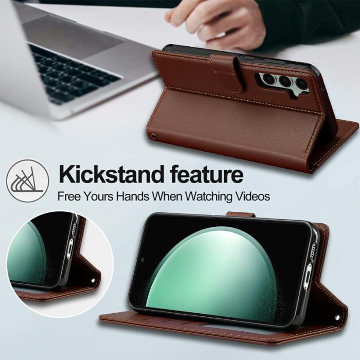 LC.imeeke - LC.IMEEKE Plånboksfodral för Samsung Galaxy S26 Konstläder Magnetiskt - Brun