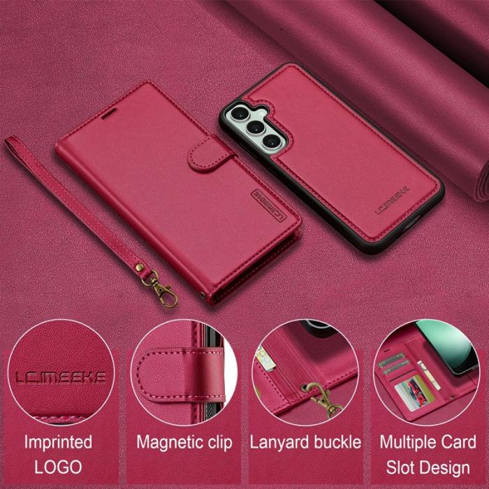 LC.imeeke - LC.IMEEKE Plånboksfodral för Samsung Galaxy S26 Konstläder Magnetiskt - Röd