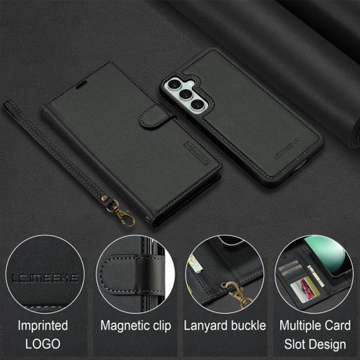 LC.imeeke - LC.IMEEKE Plånboksfodral för Samsung Galaxy S26 Konstläder Magnetiskt - Svart