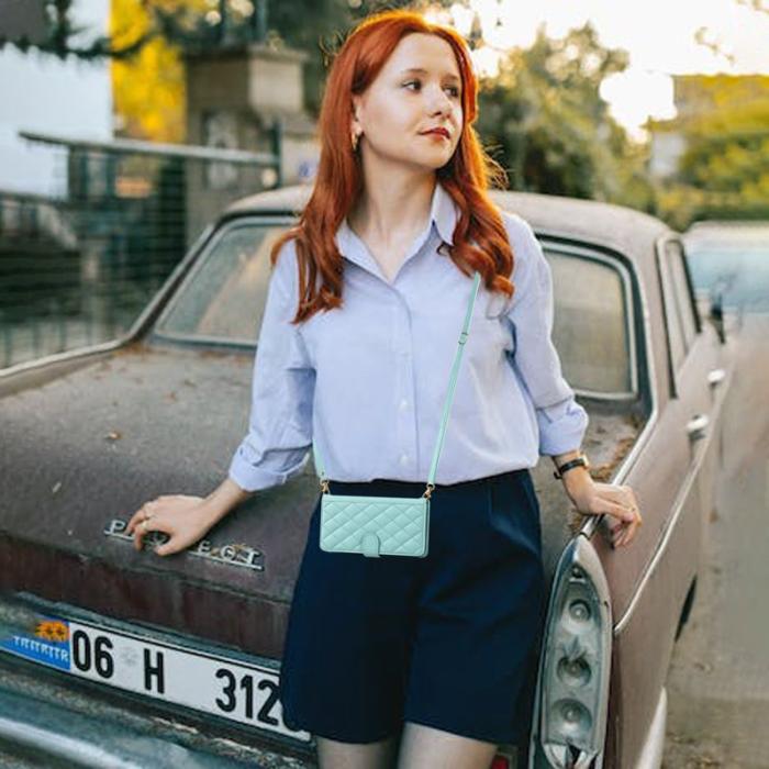 OEM - Plånboksfodral för Samsung Galaxy S26 Konstläder med axelrem - Mintgrön