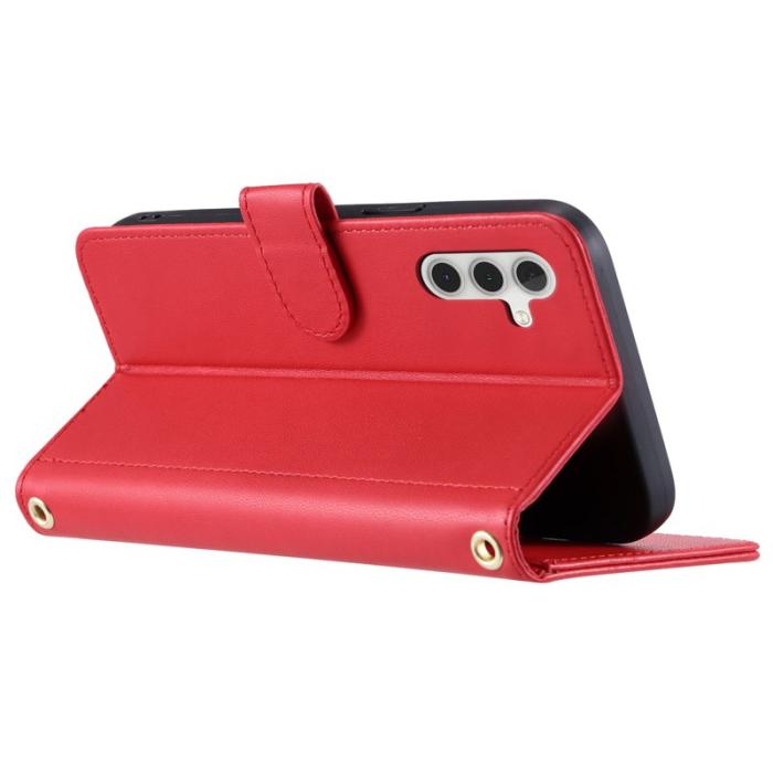 OEM - Plånboksfodral för Samsung Galaxy S26 Konstläder med axelrem - Röd