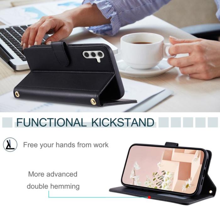 OEM - Plånboksfodral för Samsung Galaxy S26 Konstläder med axelrem - Svart