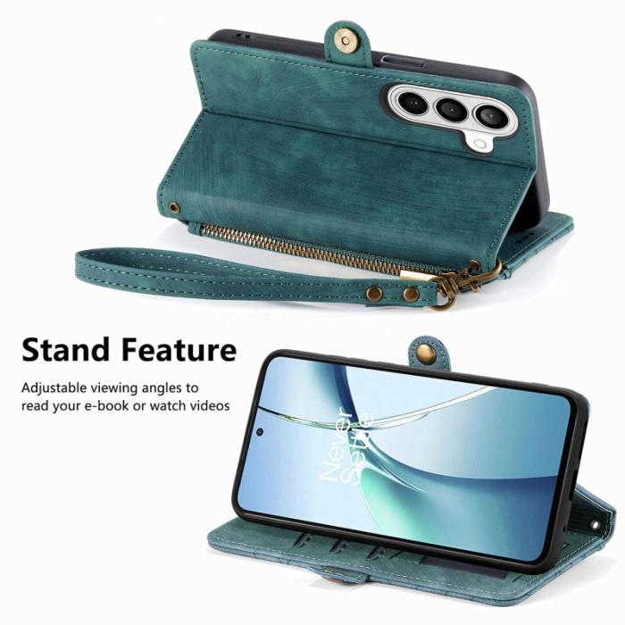 OEM - Plånboksfodral för Samsung Galaxy S26 Konstläder med dragkedja - Grön