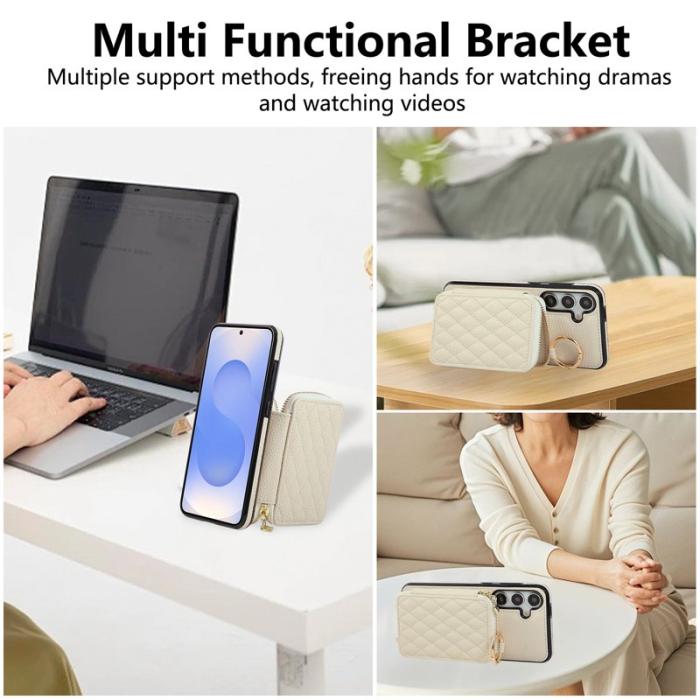 OEM - Mobilfodral för Samsung Galaxy S26 Konstläder med kortfack - Beige