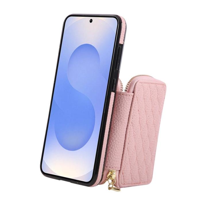 OEM - Mobilfodral för Samsung Galaxy S26 Konstläder med kortfack - Rosa