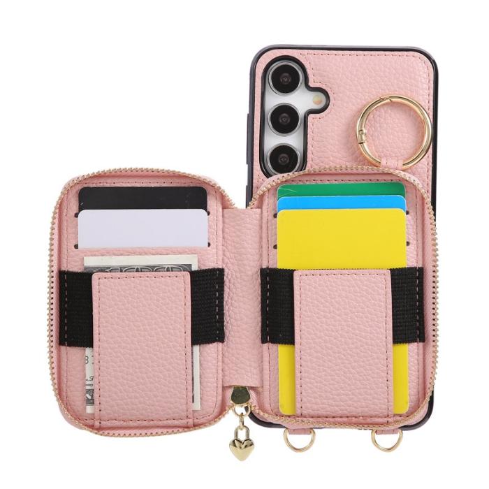 OEM - Mobilfodral för Samsung Galaxy S26 Konstläder med kortfack - Rosa