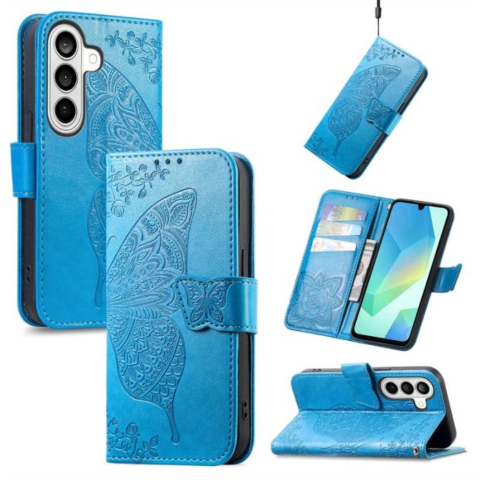 OEM - Plånboksfodral för Samsung Galaxy S26 Konstläder med rem - Blå