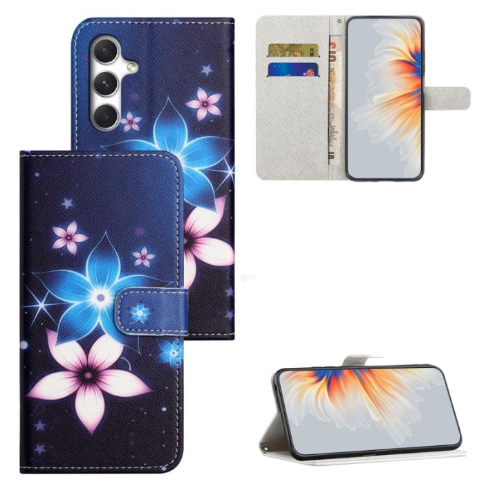 OEM - Plånboksfodral för Samsung Galaxy S26 Konstläder Mönster - Blå Blomma