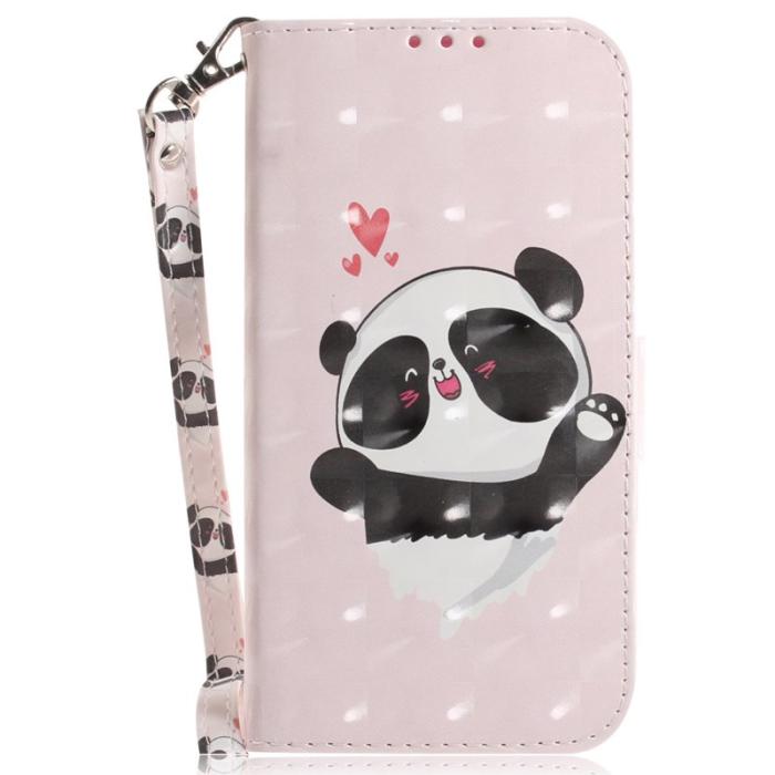 OEM - Plånboksfodral för Samsung Galaxy S26 Konstläder Mönster - Love Heart Panda