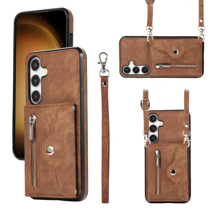 OEM - Mobilfodral för Samsung Galaxy S26 Konstläder RFID Kortfack - Brun