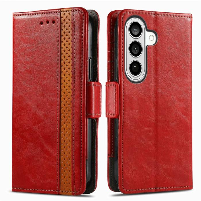 CASENEO - CASENEO Plånboksfodral för Samsung Galaxy S26 Konstläder Ställ med RFID - Röd