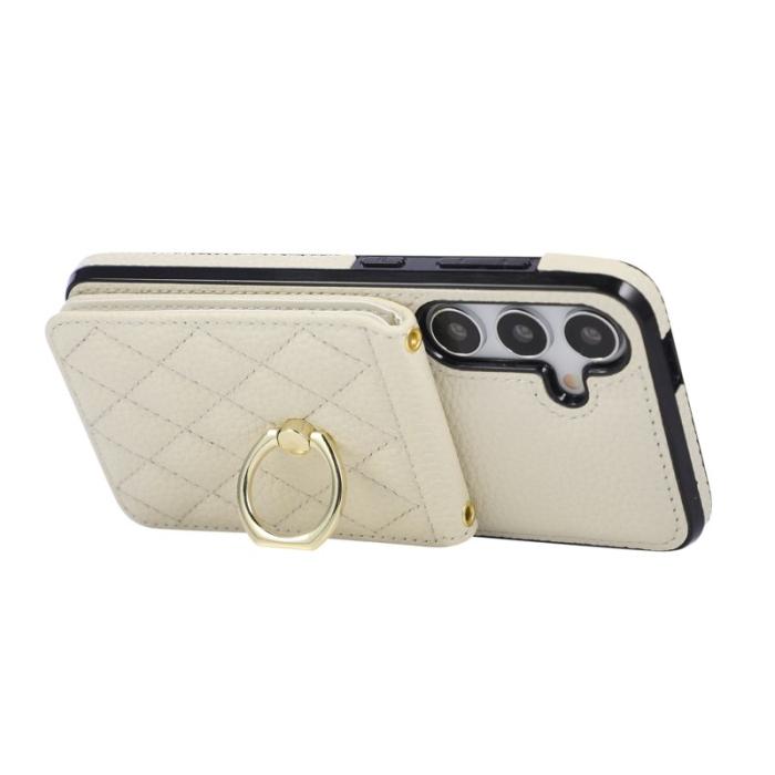 OEM - Mobilfodral för Samsung Galaxy S26 Konstläder + TPU Ringhållare - Beige