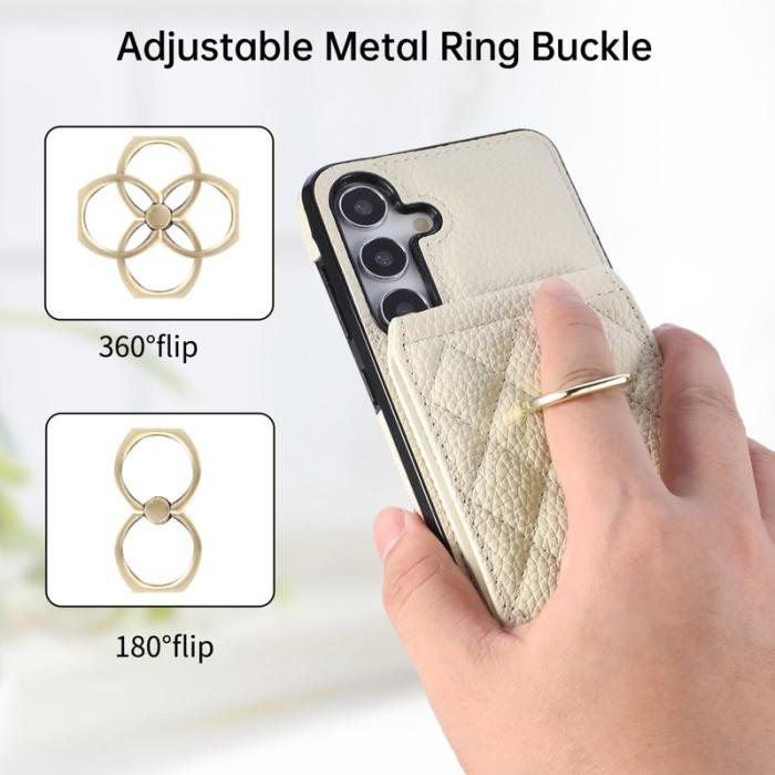 OEM - Mobilfodral för Samsung Galaxy S26 Konstläder + TPU Ringhållare - Beige